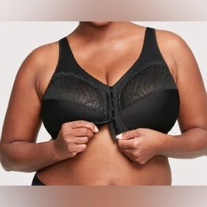 NEW - Glamorise MagicLift Natural Shape Front-Closure Bra. Black. 40I